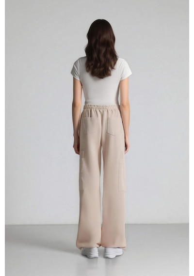 DeFacto Coool Wide Leg Geniş Paça Keten Karışımlı Pantolon Kargo Cepli Yüksek Bel C0964AX24SMBG155
