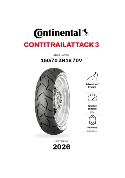 Continental Contitrailattack 3 150/70 Zr18 70v Arka Motosiklet Lastiği