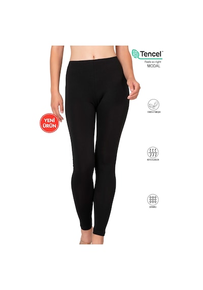 Özkan Underwear Özkan 27779 Kadın Premium Kumaş Modal Pamuklu Uzun Tayt Esnek Rahat Yumuşak Siyah