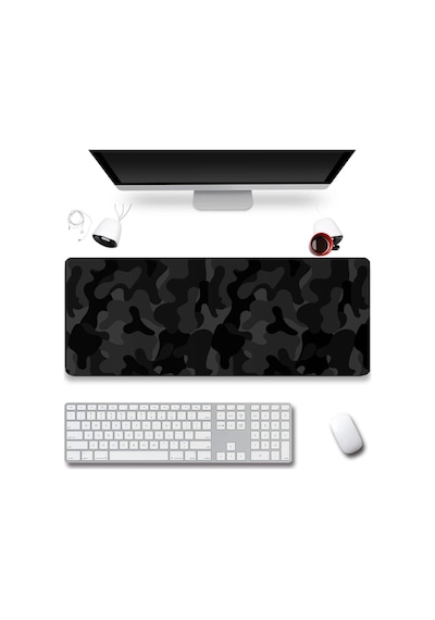 Sonictouch Siyah Gri Kamuflaj Desenli Gamer Oyuncu Dikişsiz Sıvı Geçirmez Klavye Mouse Pad 32x70cm Mousepad