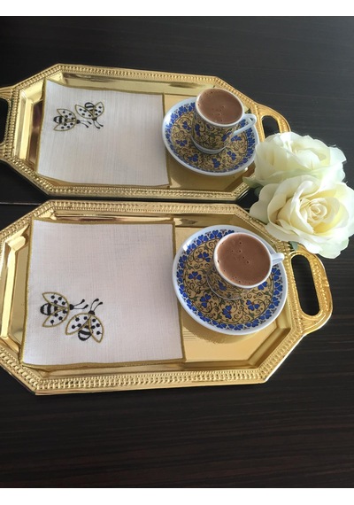 Nakışlı Kahve Yanı Sunum Peçetesi, Uğur Böceği Desenli 2' Adet