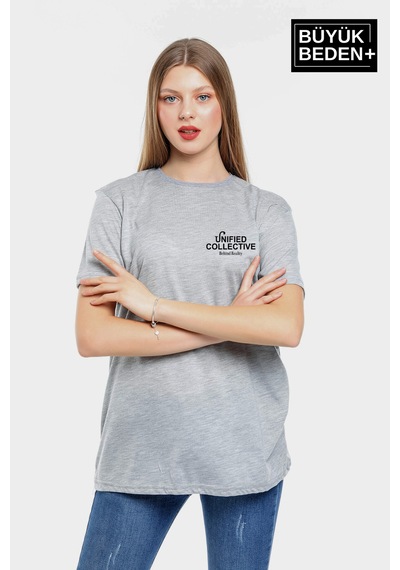 Superlife Kadın Büyük Beden Unified Collective Baskılı Bisiklet Yaka Tshırt Spr25btsk905 Gri Superlife Kadın Büyük Beden Unified Collective Baskılı Bisiklet Yaka Tshırt Spr25btsk905 Gri