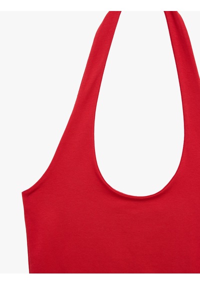 Koton Halter Yaka Kolsuz Pamuklu Crop Bluz Kırmızı 6sal30055ık