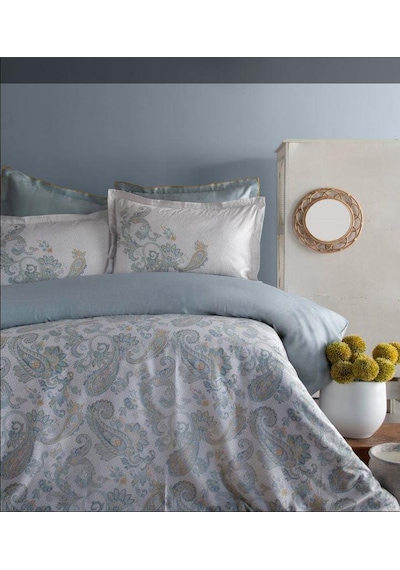 Apricitas Home King Size Berta İndigo Elegance Saten Çift Kişilik Nevresim Takımı