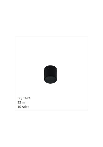 Plastik Dış Tapa, Yuvarlak, 22 Mm 10 Adet Siyah