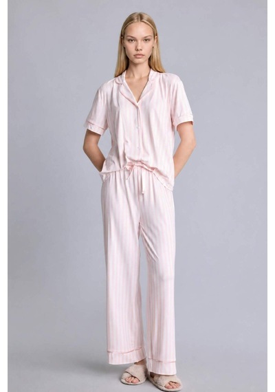 Defacto Regular Fıt Kısa Kollu 2li Softshell Pembe Pijama Takımı I3483ax26aupn436 Pembe-pn436