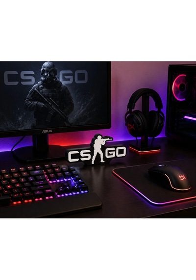 Veriqo 3d Csgo Yazılı 3d Dekoratif Obje Gamer Hediyelik Masaüstü Duvar Süsü Siyah - Beyaz