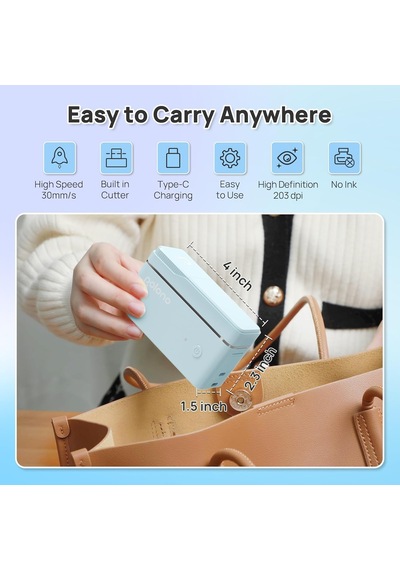 Polono P31s Taşınabilir Bluetooth Etiket Yazıcısı Ev / Ofis / İşletmeler İçin Mini Etiket Oluşturucusu