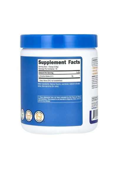 Nutricost, L-citrulline Malate Nitric Oxide Muscle Recovery 2:1 Blue Raspberry 300 G