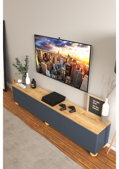 B3 Concept Nort Serisi Antrasit Safir Meşe 3 Kapaklı Tv Ünitesi
