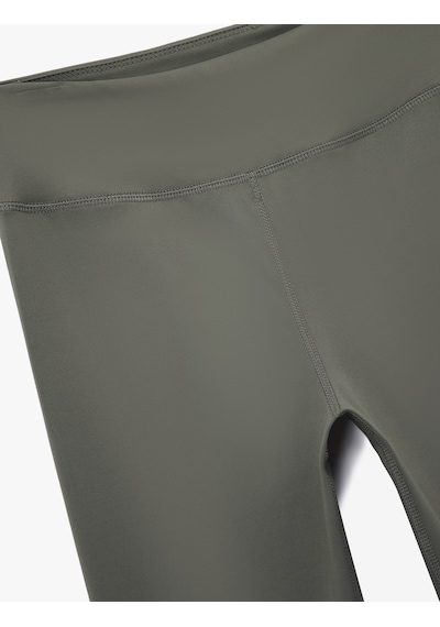 Koton Yüksek Bel Slim Fit Dikiş Detaylı Spor Tayt Haki 6wak40256nk Haki