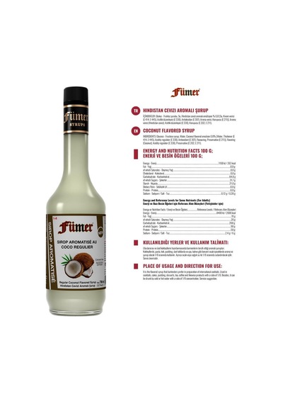 Fümer H. Cevizi Regular Aromalı Kokteyl Surubu 700 Ml