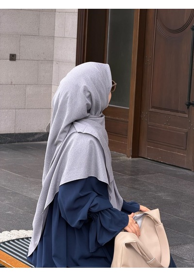 Qalortex Scarf Premium Jakarlı Hüma Büyük Boy Eşarp-füme