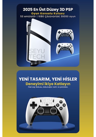 Gs5 Pro Kablsosuz Çift Kol Oyun Konsolu Uyumlu 4k-hdmı 53 Emulatör 30000 Oyunlu 2.4g Gaming i