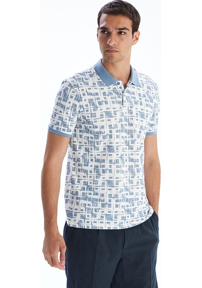 Lcw Vision Mavi Polo Yaka Desenli Pike Erkek Tişört