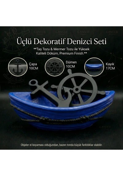 Üçlü Premium Denizci Seti - Hediyelik, Çapa, Dümen, Sandal, Kayık, Gemi 21150466