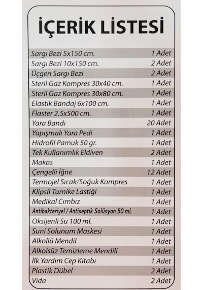 Kuzey Medikal İş Yeri İlk Yardım Çantası Ecza Dolabı - İlk Yardım Seti