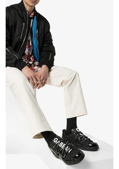 Dolce & Gabbana Portofino Logo Embossed Sneakers Siyah
