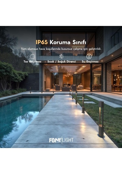 Holera Alüminyum Led Bollard Bahçe Aydınlatma Direği Ip65 Dış Mekan Peyzaj Aydınlatması Antrasit 9w 3000k Su Ge