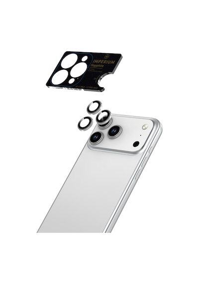 Piili Imperium Apple iPhone Uyumlu 17 Pro/17 Pro Max Safir Ar/af Lens Koruyucu Gümüş