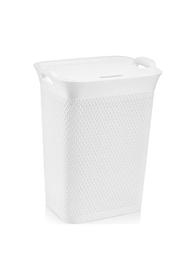 Omnipazar Sy-4630 Plastik Safir Kirli Çamaşır Sepeti 55 Lt Beyaz Beyaz