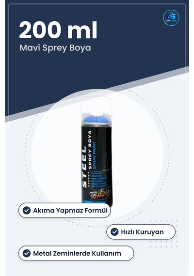 Mavi Sprey Boya 200 Ml Dekoratif Koruyucu Akma Yapmaz Hızlı Kuruy