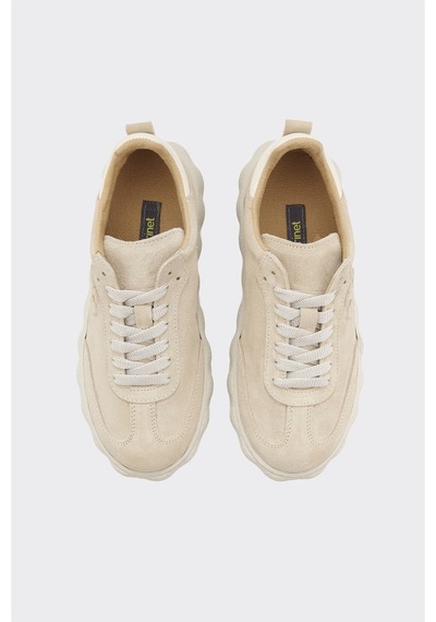 Derinet Hakiki Deri Kadın Sneaker Bej Süet Bej Süet