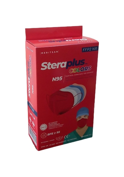Steraplus Colors Ffp2 5 Katmanlı Telli N95 Maske Kırmızı 10'lu