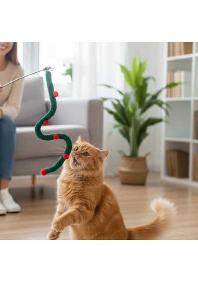 10 Adet Süs Tasarımlı Kedi Oltası Esnek Çubuklu