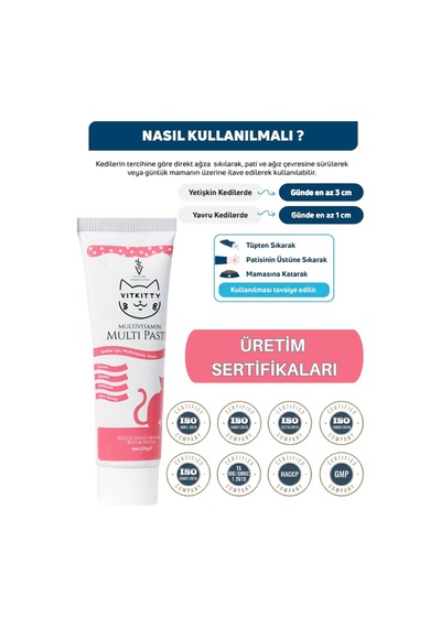 Vitkitty Kediler Için Multivitamin Malt Macun 100 Gr Multivitamin Paste