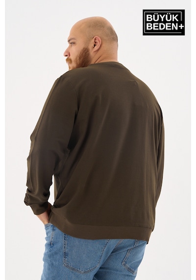 Superlife Erkek Büyük Beden Bisiklet Yaka İnce Sweatshirt Regular Fit %64 Pamuklu Spr26bsw956 Haki