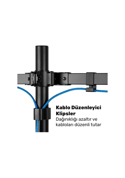 17"-32" Dörtlü Monitör Standı, 2x2 Kurulum, Trader/yazılımcı Monitör Kolu/tutucu, 735mm Direk Yükseklik Ayarlı, Vesa 4x