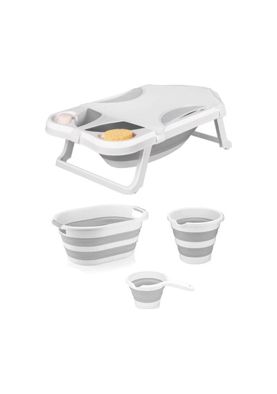 Sepetkitchen Fileli Katlanabılır Banyo Küveti Gri 6li Set Diğer