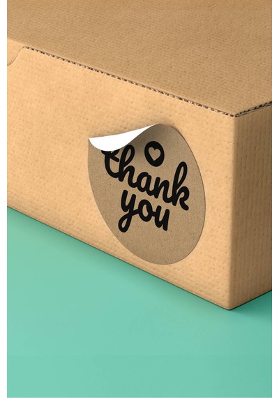 Kraft Kalpli Thank You Kargo Sticker 3x3cm St2148 Çok Renkli