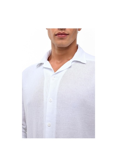 Backandbond Beyaz Relaxed Fit Baskılı %100 Pamuk Gömlek