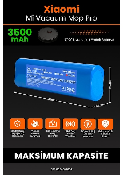 Xiaomi Mop Pro STYTJ02YM 3500mAh Robot Süpürge Bataryası