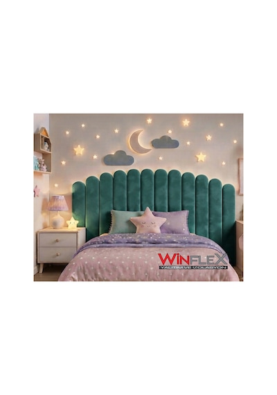 Winflex Yatak Başlık Ay Ve Bulut Set Dekorasyon Panel 180cm-yeşil 180 CM