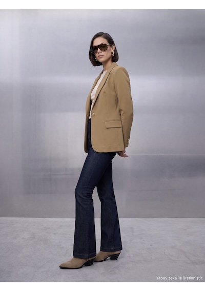 Dilvin 60816 Vücuda Oturan Blazer-yağ Yeşil