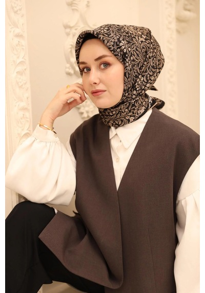 Silk Home Twill İpek Eşarp - 11464-30 Siyah Vizon Siyah Vizon