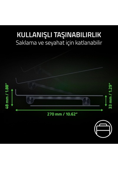 Adjustable Laptop Stand - 18 İnç'e Kadar Dizüstü Bilgisayarlar İçin Üretilmiş Ergonomik Yüksekliği Ayarlanabilir Dizüstü Bilgisayar Standı Alüminyum Siyah