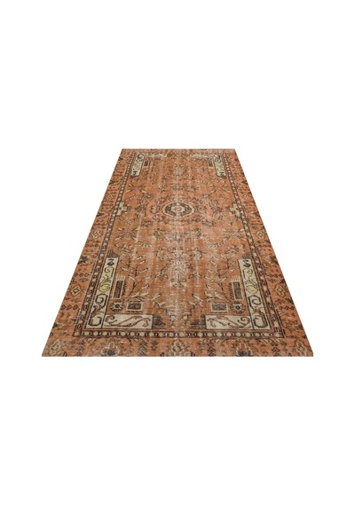 Etnik Desenli Doğal Yün Kahverengi Halı 156 268 Cm 9891