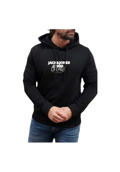Jack & Jones Jack Jones Baskılı Erkek Sweatshirt 12266946 Siyah