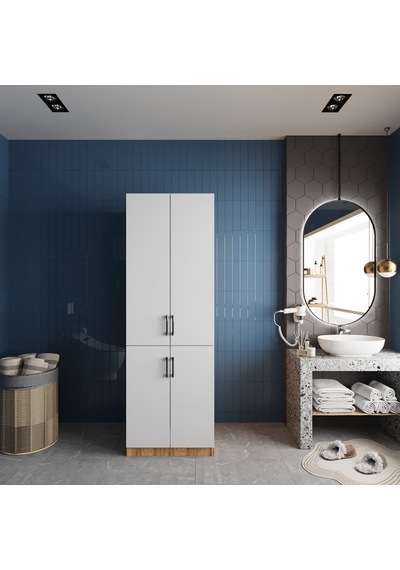 Venedik Çamaşır Ve Kurutma Makinesi Dolabı Banyo Dolabı Çam Beyaz Çam - Beyaz Venedik Çamaşır Ve Kurutma Makinesi Dolabı Banyo Dolabı Çam Beyaz Çam - Beyaz