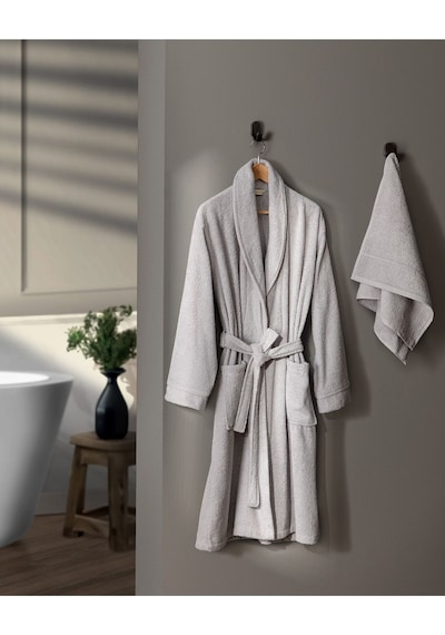 Madame Coco Avril Şalyaka Unisex Bornoz Set Gri