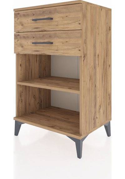 Hyperion Komodin Tek Raflı 2 Çekmeceli 60x44x96 Çam-çam Atlas Çam