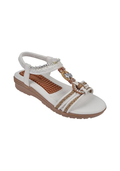 Guja Taş Detaylı Comfort Kadın Sandalet Gj-24y120-4 Beyaz-beyaz Beyaz