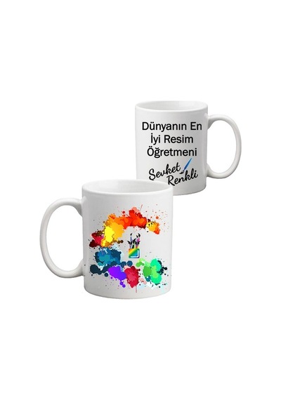 Resim Öğretmenine Öğretmenler Günü Hediyesi Isimli Kupa Bardak