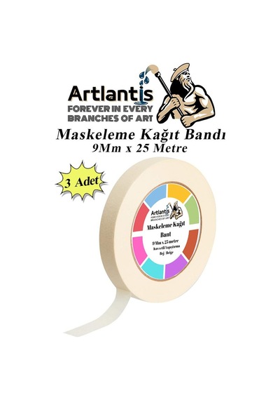 Maskeleme Bandı Kağıt Bant 9 Mm 25 Metre 3 Adet Boya Bantı Maskeleme Kağıt Bant Duvar Yağlı Boya Badana