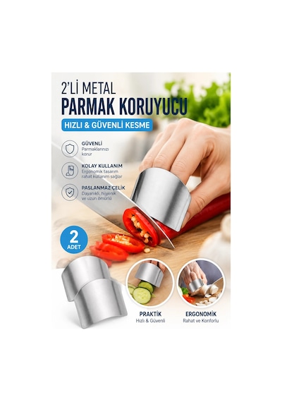 Tineke 2li Metal Parmak Koruyucu Hızlı Ve Güvenli Kesme Paslanmaz Çelik Koruyucu Aparatı Çok Renkli