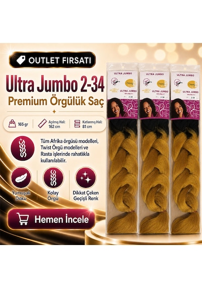 3 Paket / Afrika Örgüsü Ve Rasta İçin Sentetik Ombreli 2/34 - Izbp-892130 Çok Renkli